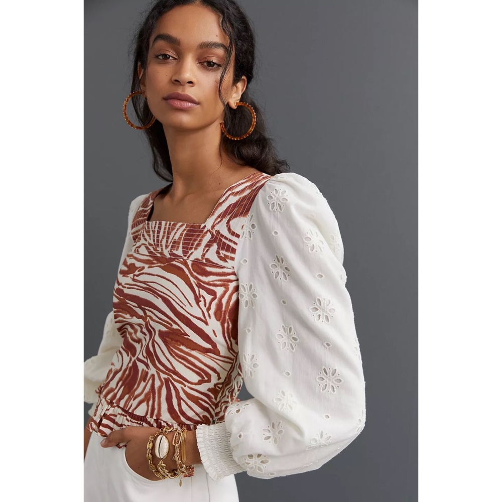 Anthropologie Love the Label Smocked Top